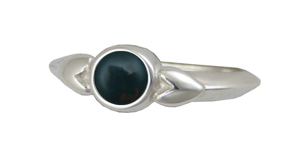Sterling Silver When Two Hearts Are One Ring With Bloodstone Size 10
